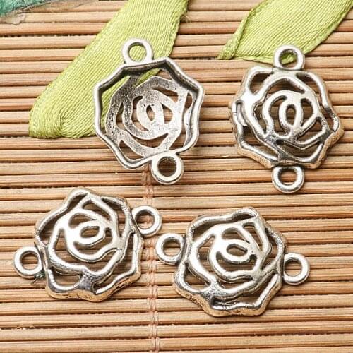 100pcs dark silver color rose flower connector design EF2631