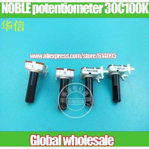 2pcs NOBLE 12 square horizontal single rotary potentiometer 30C100K / handle length 23MMF