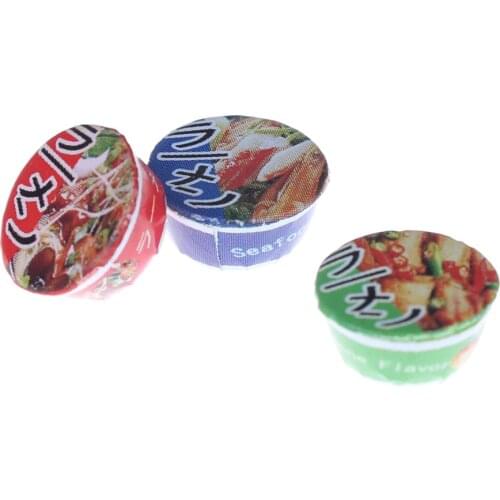 3pcs Mini Cute 1:12 Dollhouse Kitchen Simulation Food Miniature Japanese Instant Noodle Decor Fast Food Soup