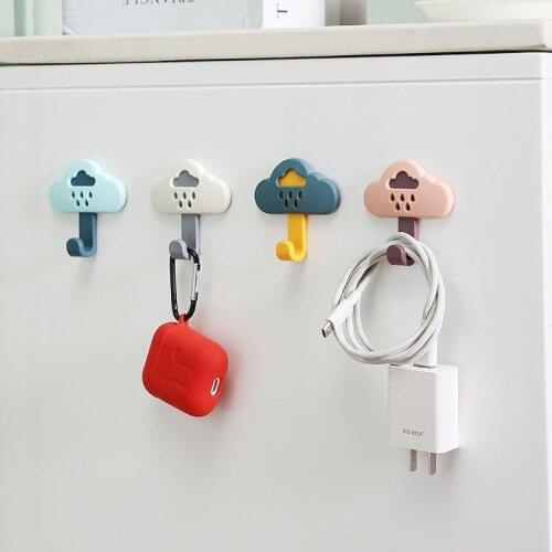 4Pcs/Set Cute Cartoon Cloud Hook Wall Shelf Room Organizer Keys Holder Sticking Hook Multi-Purpose Home Decoration Accessories