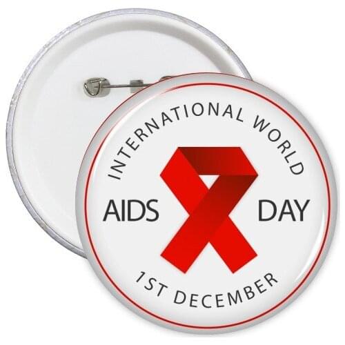 Red Ribbon 1st December International World AIDS Day HIV Awareness Symbol Round Pins Badge Button Clothing Decoration Gift 5pcs
