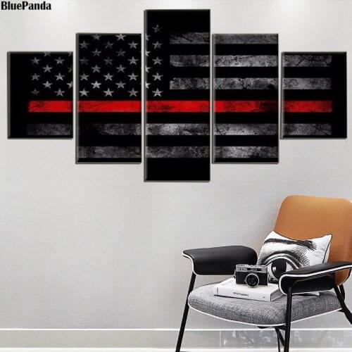 American National Flag HD Canvas 5 Pieces Printing Poster Wall Art Modern Pictures For Living Room Home Decor Abstract