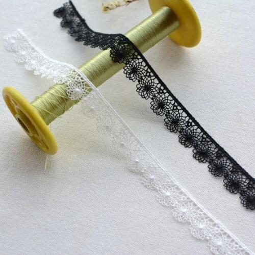 5 Yards/lot Width 1.5cm Floral Lace Ribbon Embroidered Black White Hollow Lace Fabric DIY Crafts Sewing For Garment Cheongsam