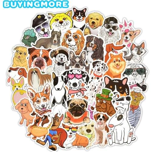 50 PCS Dog Cartoon Stickers Cute Corgi Samoyed Pet Kids Stickers Gifts DIY Laptop Car Fridge Pet Supplies Waterproof Vinyl Decal