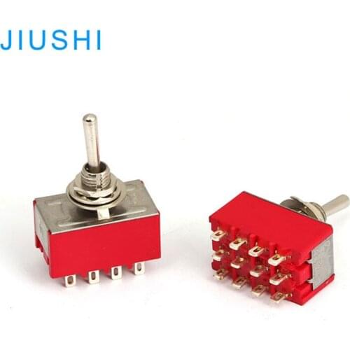 MTS-402 red toggle switch 2 position 4PDT 6mm mounting hole 12pins terminal China factory