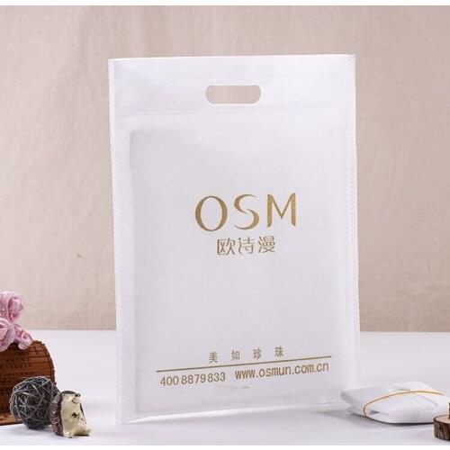 500pcs/lot Custom Printing Company Logo Reusable Non Woven Shopping Bags with Die-cut Handle Eco-friendly Clothes Pack Tote-bag