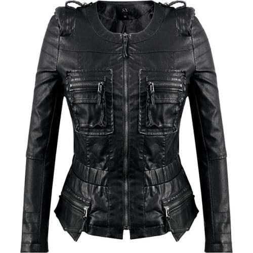 6XL Female Ladies Fall Rivet Punk Short PU Coat Large Size Women Autumn Spring Motorcycle Biker Faux Leather Jacket Plus Size