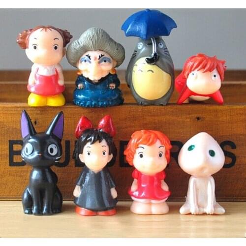 8pcs/lot 5cm Hayao Miyazaki Anime Totoro Ponyo KiKis PVC Model Toys Totoro Action Figure Toys