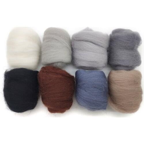 80g (8 Colorsx10g)Merino Wool Roving for Needle Felting Kit, 100% Pure Felting Wool, Soft Delicate, Can Touch the Skin (No. 15)