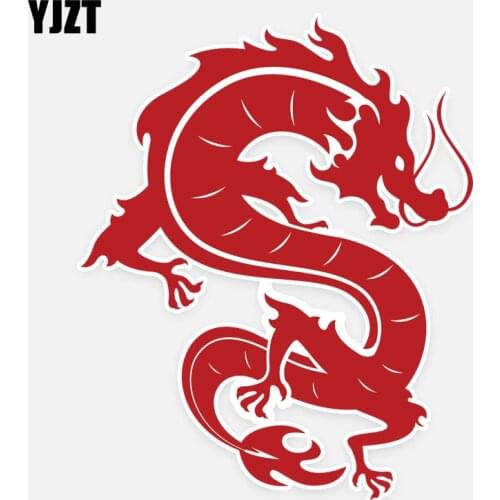 YJZT 11CM*13.5CM Red Chinese Wind Cartoon Dragon PVC Car Sticker Decoration Decal 5-1081