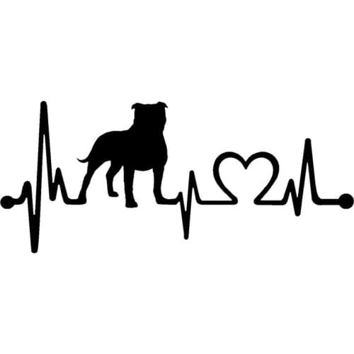7.5" Wide Pit Bull Heartbeat Lifeline Monitor Decal Car Sticker