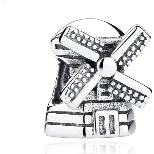 Free Shipping Authentic 925 Sterling Silver windmill Charms Fit Pandora Bracelets For Women DIY Jewelry S925 Beads