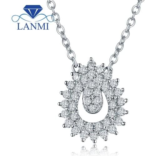 Special Design SI Diamond Pendant Necklace Real 18K White Gold Elegant for Wife Daughter Wedding Fine Jewelry Christmas Gift