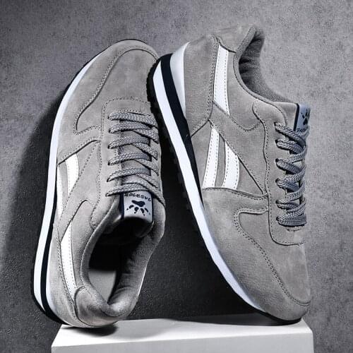 Breathable Running Shoes for Men Outdoor Sport Running Shoes Genuine Leather Sneakers Light Casual Anti-skid Walking Shoes