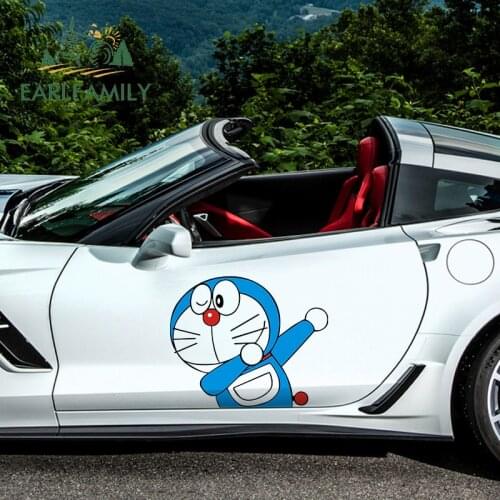 EARLFAMILY 43cm x 35.7cm For Doraemon Vinyl Material Fine Decal Motorcycle Car Stickers Occlusion Scratch Windshield Decor