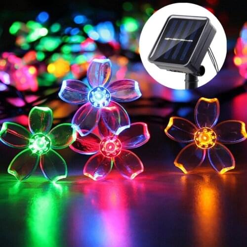 22/12/7m Cherry Blossoms Solar String Lights Fairy Garland Christmas Decorations for Home Outdoor Wedding Decor New Year Gifts