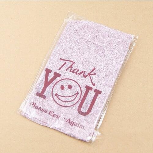 Hot Sale New Design Wholesale 50pcs/lot 9*15cm Good Quality Mini Thank You Gift Bags Small Plastic Shopping Packaging Bags