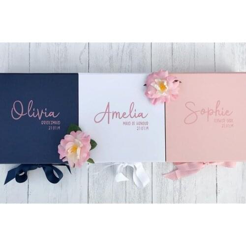 Custom,Personalized Wedding Gift Box, Will you be my bridesmaid box，Real Foil,names and date ， Bridal Shower Thank you Gift Box