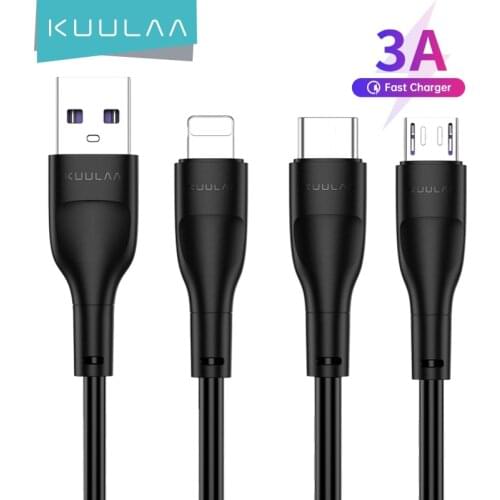 KUULAA USB Type C Cable Charger Cable For iPhone Xiaomi Redmi Note 10 9 Pro Huawei Cord Micro USB Fast Charging Cable Data Wire