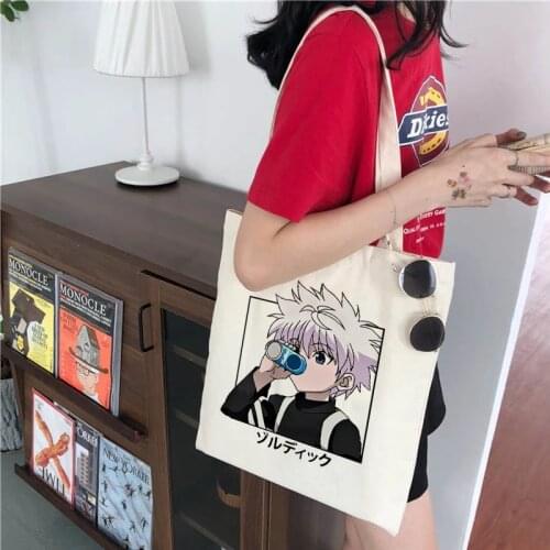 Killua Hunter X Hunter Zoldyck Kurapika Hisoka Cartoon Anime Shopper Bag Shopping Bag Tote Bag Shoulder Bag Handbag Canvas Bag