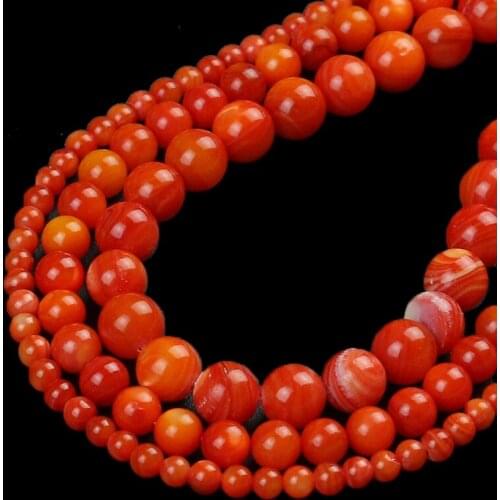Red Freshwater Shell Loose Beads Smooth Round Stone Beads For Jewelry Making DIY Bracelet Ear Studs Accessories 15'' 4/6/8mm