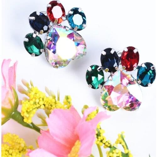 Lovely Dog Cat Paw Crystal Jewelry Girls Fashion Rhinestone Animal Footprint Accessories CORUIXI E18295