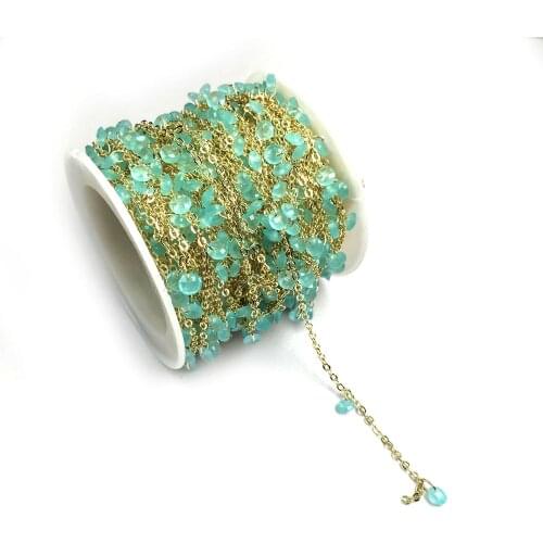 Fashion Natural Stone Faceted Crystal Beads Handmade Oblate Stones Bead Chains for Jewelry Making Necklace DIY Bracelet Anklet