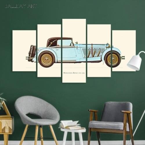 Modular Wall Art Pictures Canvas HD Printed Poster Modern Home Decor 5 Pieces Classic Car Painting Unframe PENGDA Canvas Decor
