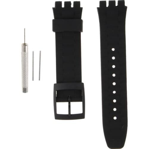 21mm Soft Waterproof Silicone Watch Strap Replace Wristband with Tool Set for Swatch suuk400suuw100