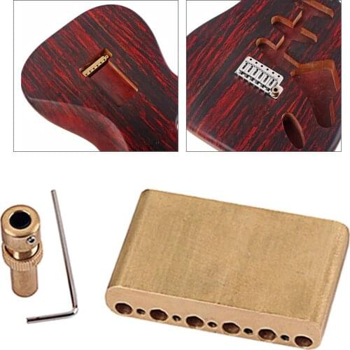 Copper Brass Tremolos Block Set Replacement Upgrade Tremolo Block Bridge Saddles for ST Electric Guitar Instrument DIY Access
