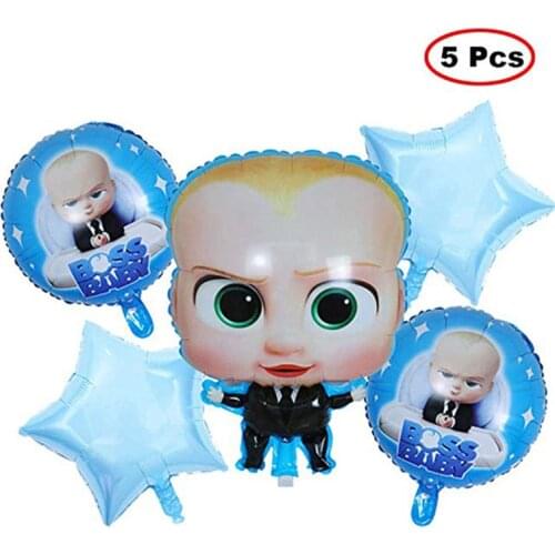 5Pcs Boss Baby Theme Balloon Set Party Supplies Aluminum Foil Balloons Baby Shower Birthday Party Decorations Balloon