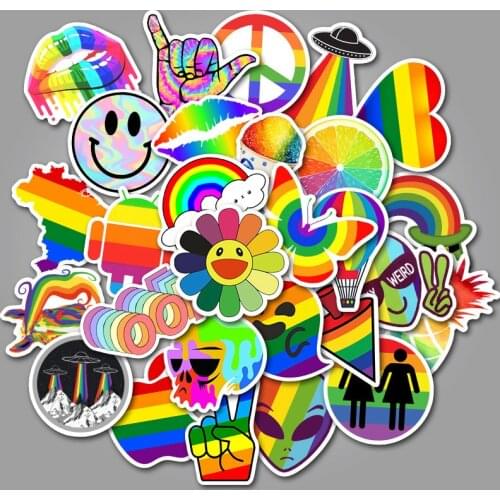 50pcs Colorful Rainbow Graffiti Stickers Creative Waterproof Cartoon Sun Flower Guitar Skateboards DIY Decoration Kids Toys Gift