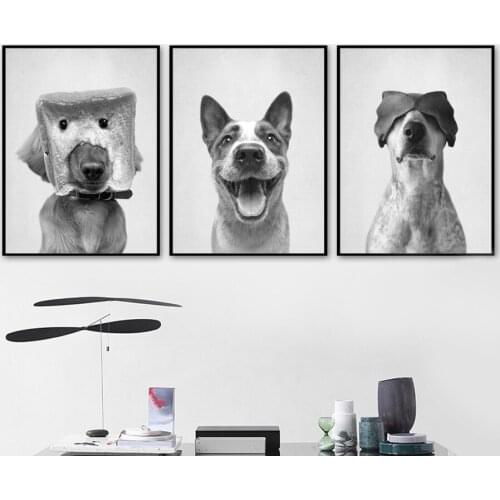 Funny Baby Cat Dog Smiley Face Black White Wall Art Canvas Painting Nordic Posters And Prints Wall Pictures For Kids Room Decor