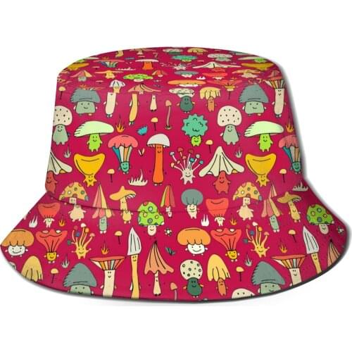 NOISYDESIGNS 2021 New Fashion Fishermans Hat Mushroom Print Red Bucket Hat Unisex Caps Hip Hop Women Fisherman Hats