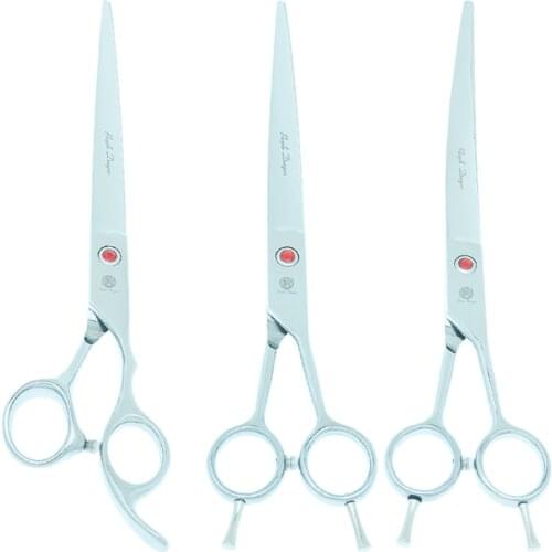 Purple Dragon 8 inch Big Pet Grooming Scissors Japanese Steel Straight Cat Dog Hair Cutting Shears Animal Curved Tijeras B0061B