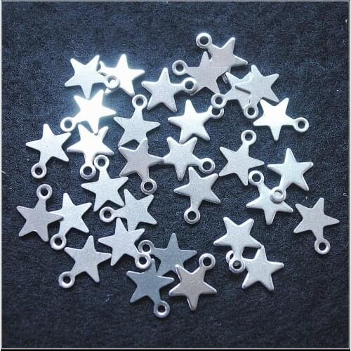 100pcs stainless steel pendants five star shape for charms women bracelets making diy accessories size 8mm