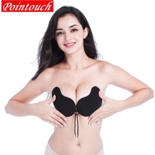 POINTOUCH Breathable Bras Strapless Women Push Up Underwear Silicone Invisible Wire Free Brassiere Wedding Party Bra