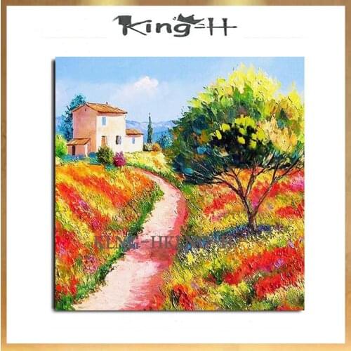 Hand-painted decorative home knife painted red rural natural landscape wall paintings decorative painting living room the hotel