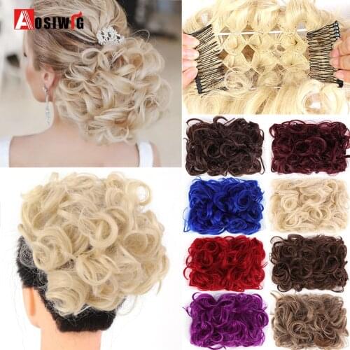 AOSI Synthetic Hair Chignon Pieces Big Chignon with Two Comb Clips Clip in Hair Tail Bun Hairpiece Hair Extension for Women