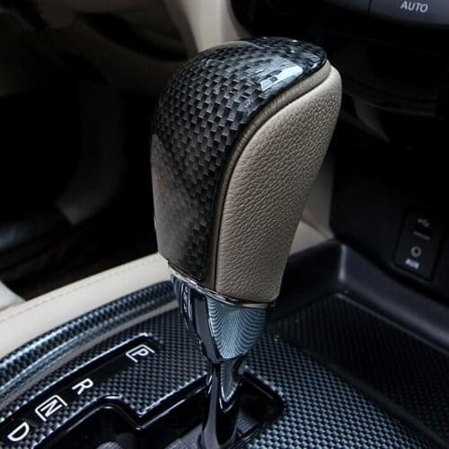 Carbon Fiber Style Car Interior Gear Shift Knob Head Cover Trim Sticker Moulding For Nissan X-trail Rogue T32 2014-2017
