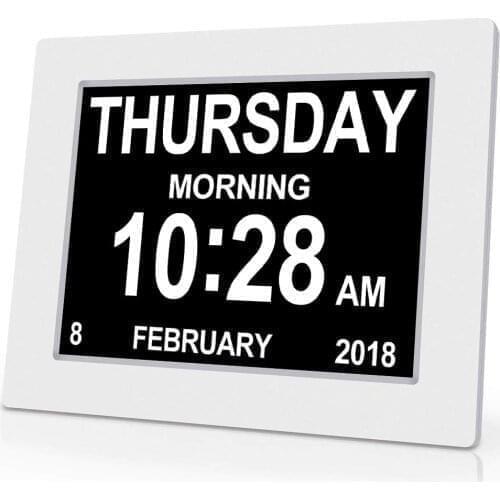 LED Digital Clock Calendar Day Home Decor Day/Week/Month/Year for Adolescent/ Elderly Dementia/Vision Impairment Support Night