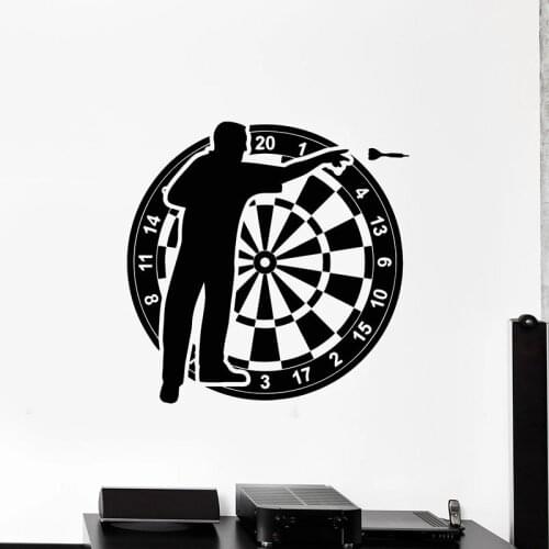 Darts Player Wall Decal Target Shooting Game Club Playroom Bedroom Interior Decor Vinyl Stickers Creative Sport Wallpaper E456