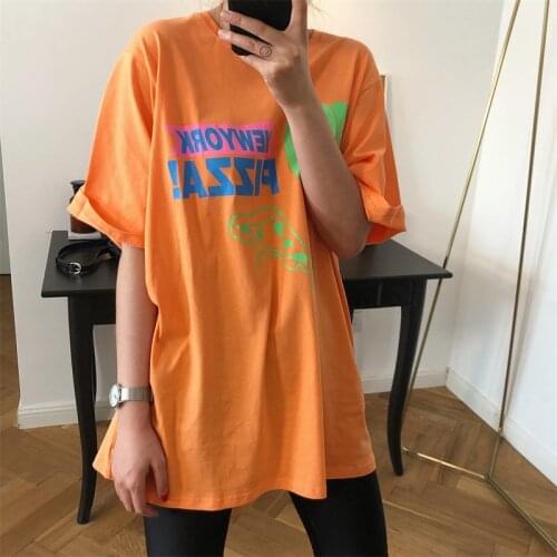 2021 New Summer High Quality Women T-shirt Letter Print Loose Fashion Ladies Tee Cotton Casual Elegant Female Tops T210
