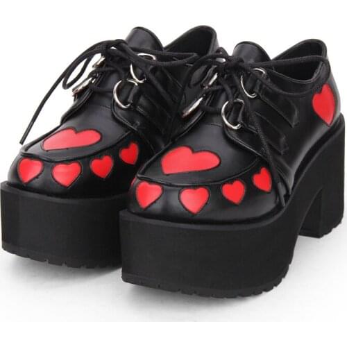 Angelic imprint woman mori girl lolita cosplay punk shoes lady mid heels pumps wedges women princess dress par size 35-46 8392