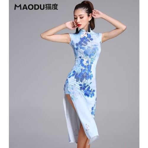 Adult Latin Dancing Dress Female Short Sleeve Rumba Samba Dancing Suit Girls Dancing Performance Competition Dress B-6926