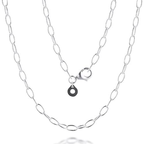 2021 New Original 925 Sterling Silver Link Chain Necklaces for Women Elegant Jewelry Gift Colares Bijoux Femme 50CM