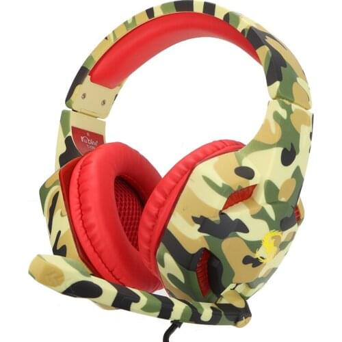 3.5mm Camouflage Wired Gaming Headset Adjustable Stereo LED Luminous Headset For PC Laptop PS4 Slim Xbox One S X