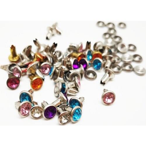 300sets/lot 6mm Fashion Rhinestone Rivet With Cap DIY Clothing Accessory wedding decoration crystal