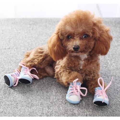 4Pcs Anti-Slip Laced Breathable Pet Shoes Boots Sneakers Dog Puppy Supplies