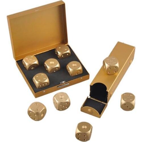 5pcs Gold Dice Set aluminum alloy Dices Rolling Dice Home Decoration Artware Club Bar Props Bar Entertainment Supplies Game Tool